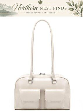 PU Leather Shoulder Bag Multi Pockets Top Handle Aesthetic